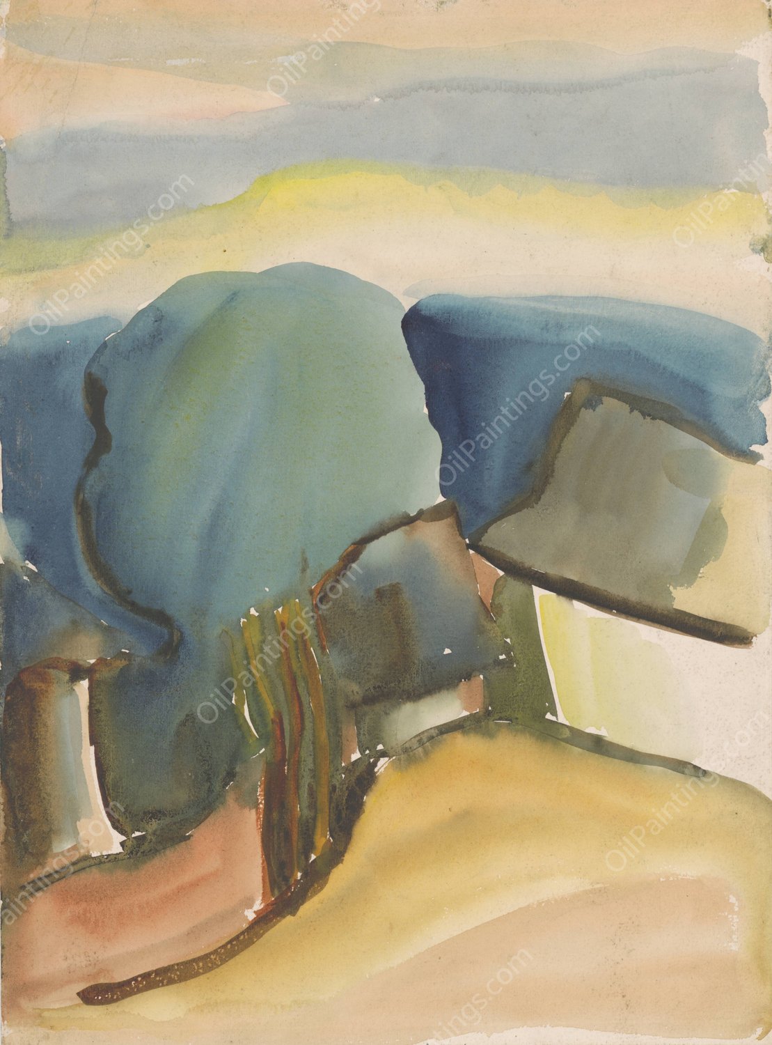 Hillside  by Zolo Palugyay - Hand-Painted Oil Painting Reproduction