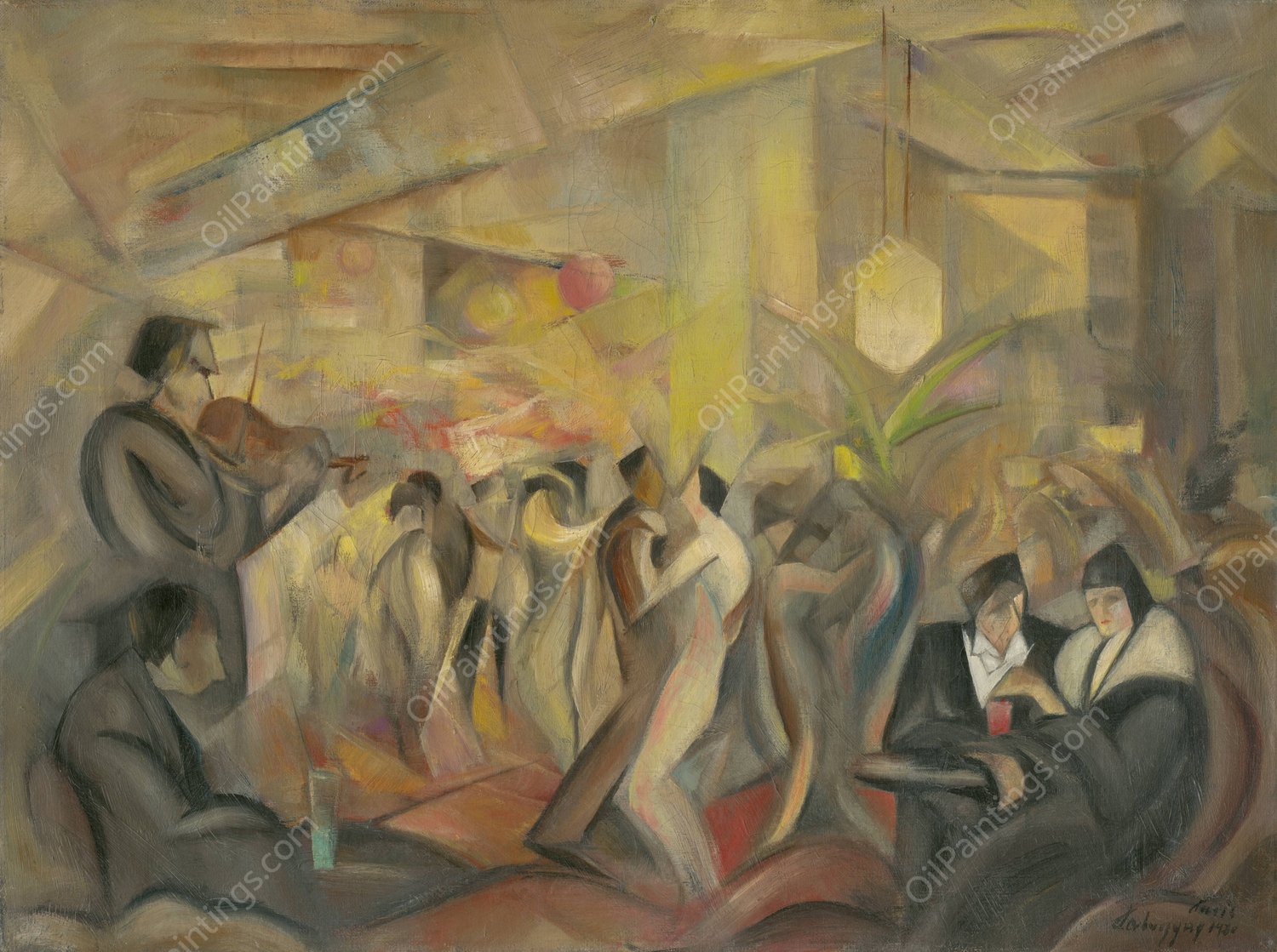 Parisien Cafe  by Zolo Palugyay - Hand-Painted Oil Painting Reproduction