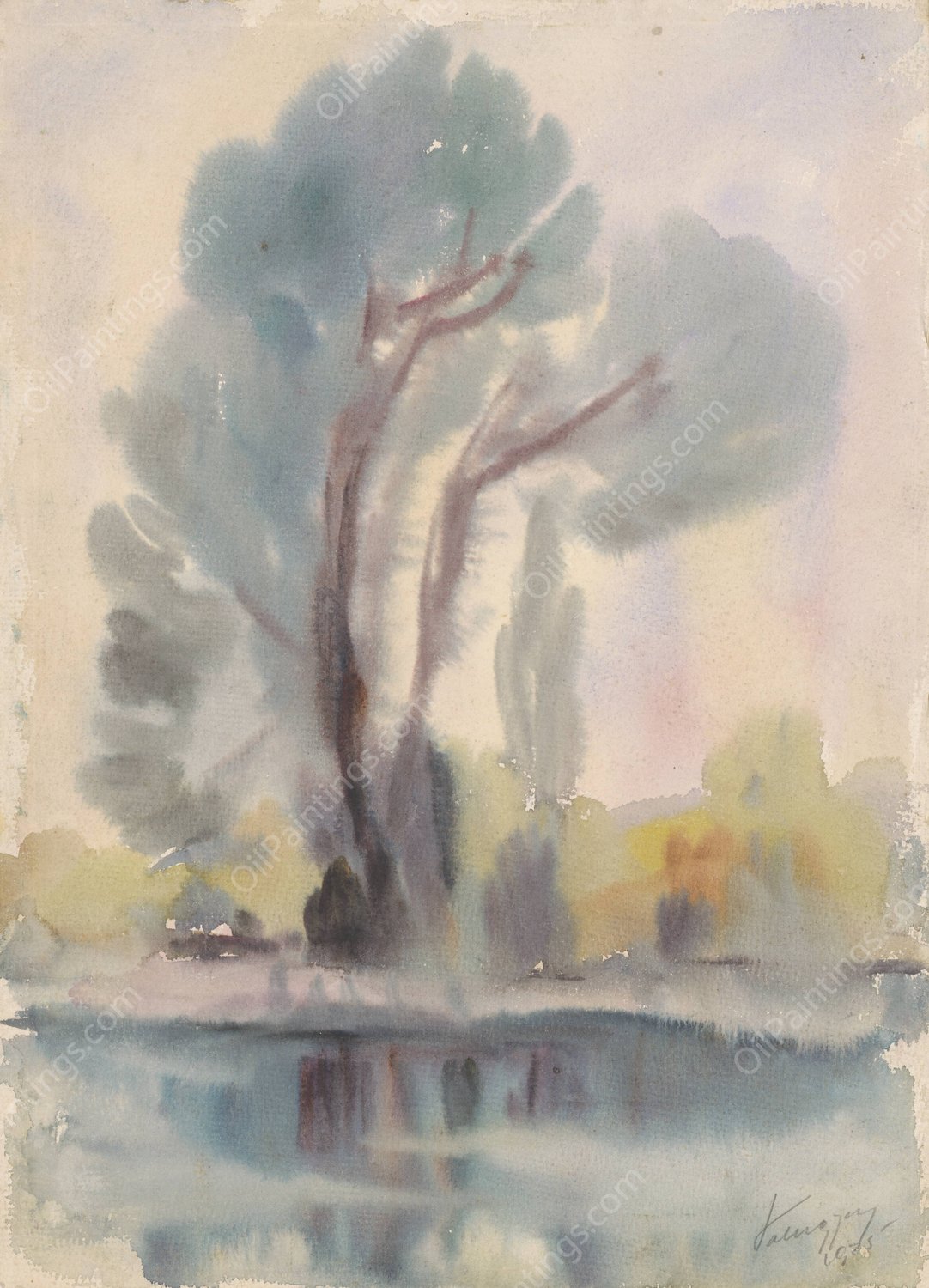 River Cove  by Zolo Palugyay - Hand-Painted Oil Painting Reproduction