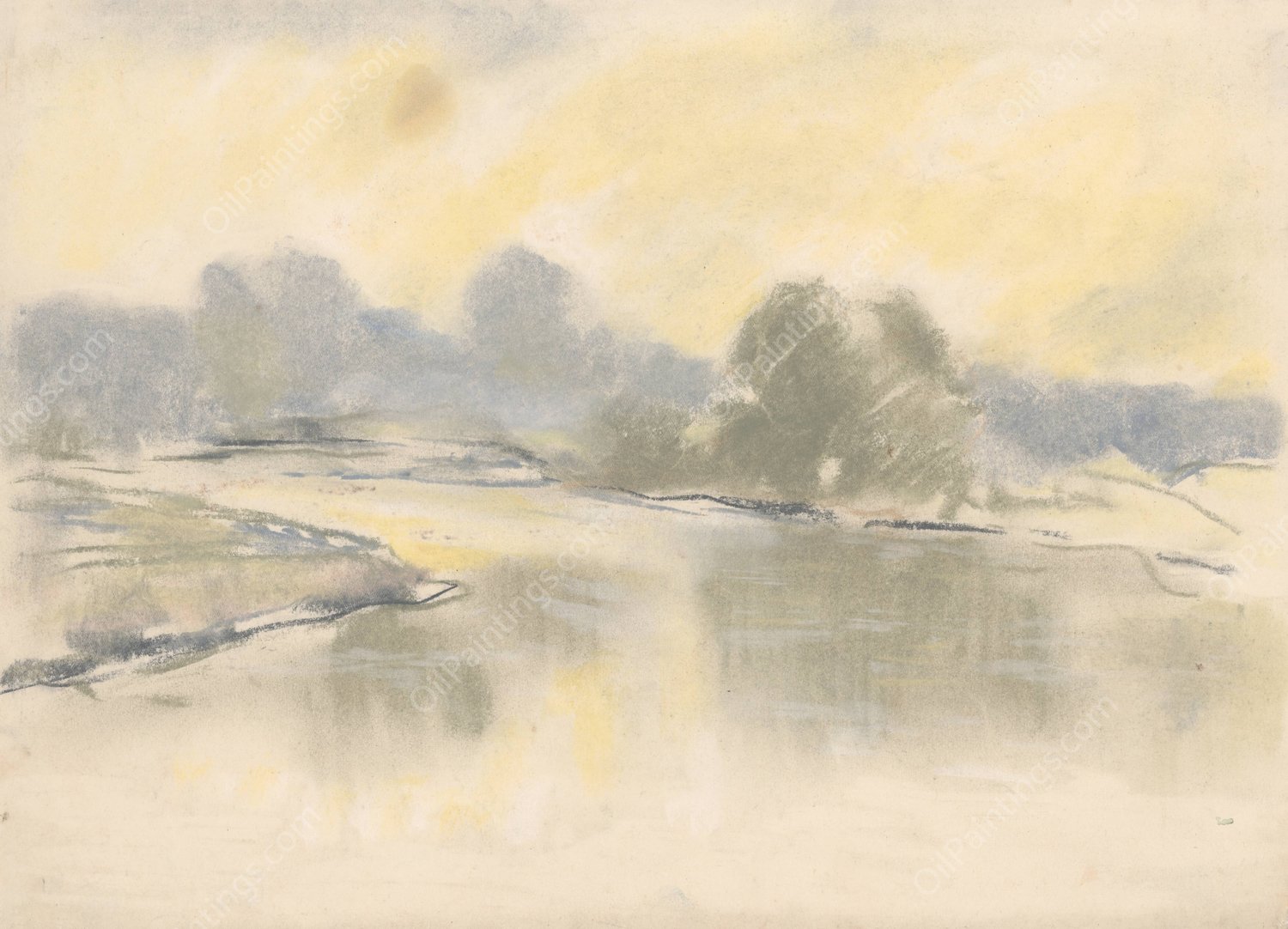 The Vah in Mist  by Zolo Palugyay - Hand-Painted Oil Painting Reproduction