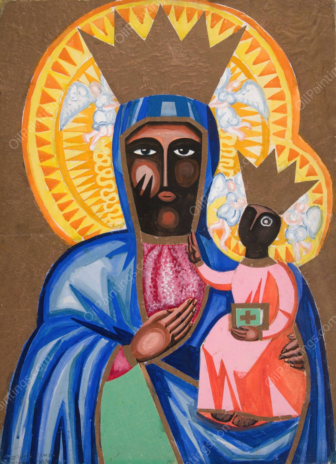 Matka Boska Czestochowska  by Zygmunt Waliszewski - Hand-Painted Oil Painting Reproduction