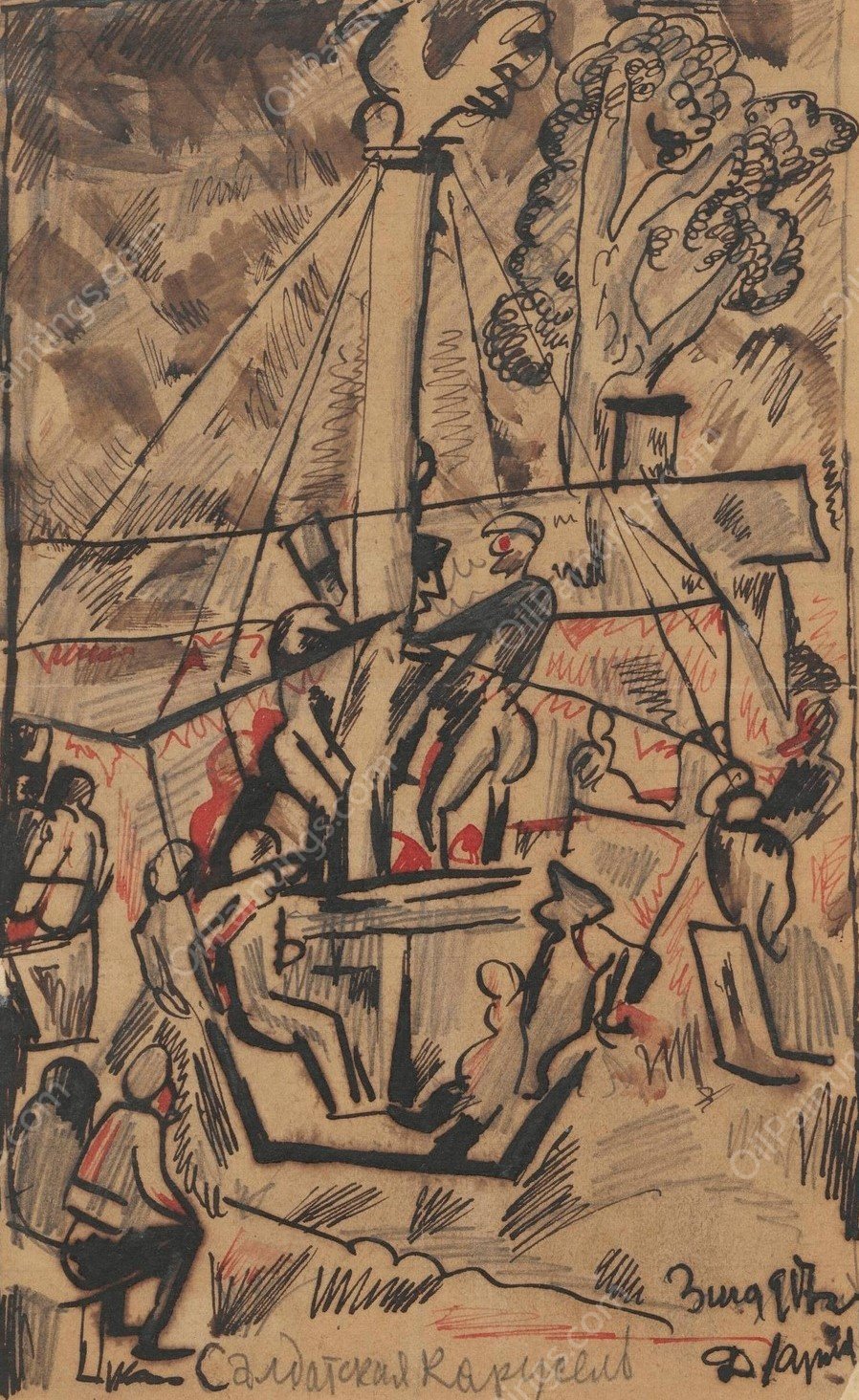 Soldiers'carousel  by Zygmunt Waliszewski - Hand-Painted Oil Painting Reproduction