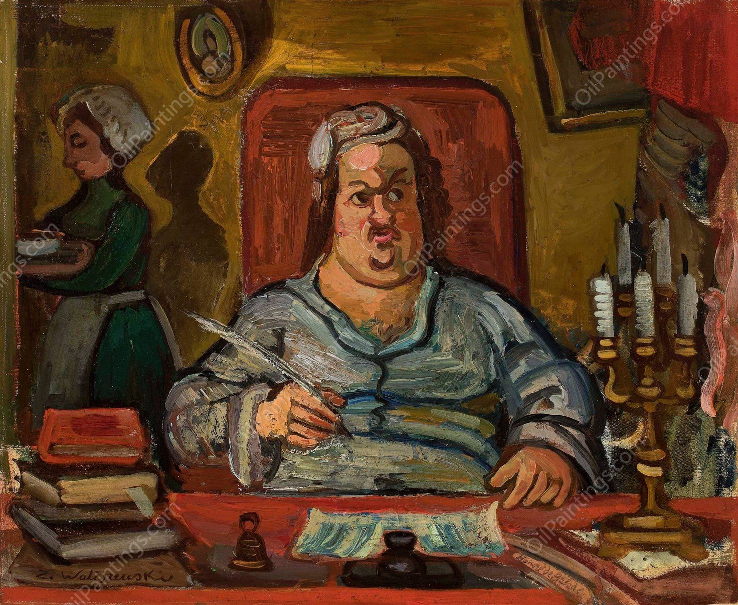 Violet nude  by Zygmunt Waliszewski - Hand-Painted Oil Painting Reproduction