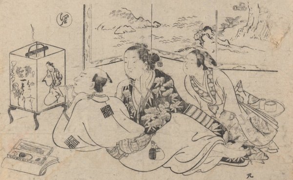 Artist Painting Brazier Cover  by Okumura Masanobu - Hand-Painted Oil Painting Reproduction