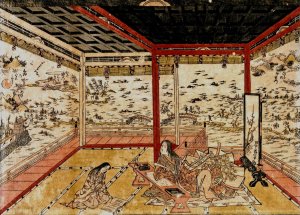Lady Murasaki at Ishiyama Overlooking a Panorama with Eight Views of Lake Biwa by Okumura Masanobu Oil Painting