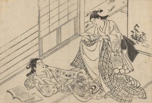 Woman Reclining by Okumura Masanobu Oil Painting