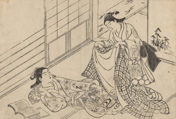 Woman Reclining  by Okumura Masanobu - Hand-Painted Oil Painting Reproduction