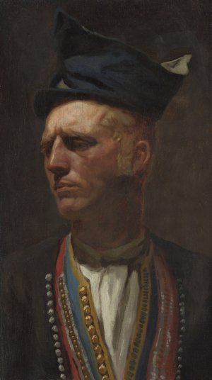 Portrait of a Farmer from Setesdal. Study for Fight in an old Farm House by Olaf Isaachsen Oil Painting