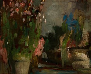 Flowers on a Terrace by Olga Boznanska Oil Painting
