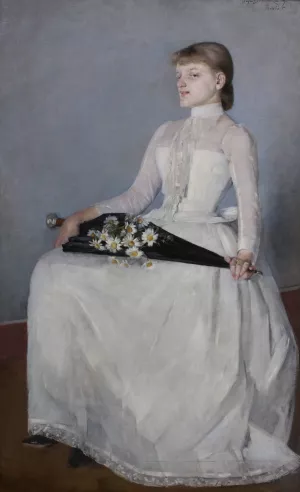 Lady in a White Dress by Olga Boznanska Oil Painting
