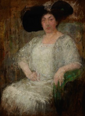 Portrait of a French Lady-Writer Gabrielle Reval by Olga Boznanska Oil Painting