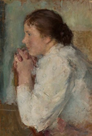 Portrait of a lady in profile by Olga Boznanska Oil Painting