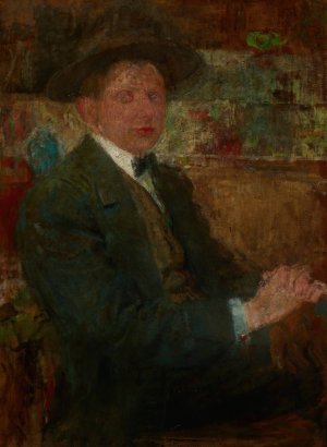 Portrait of a Man in a Hat by Olga Boznanska Oil Painting