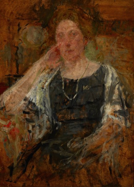 Portrait of an American Woman  by Olga Boznanska - Hand-Painted Oil Painting Reproduction