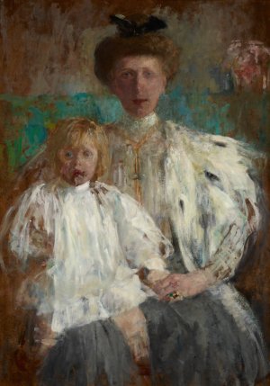Portrait of Julia Puget nee Kwilecka with Her Son Jacek by Olga Boznanska Oil Painting