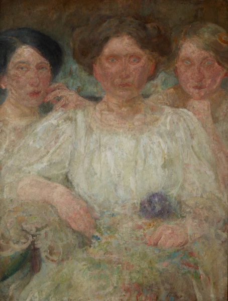 Portrait of Three Sisters  by Olga Boznanska - Hand-Painted Oil Painting Reproduction