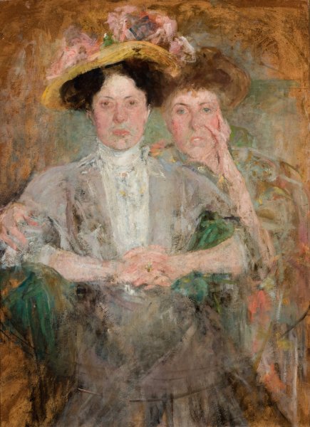 Portrait of Two Young Ladies  by Olga Boznanska - Hand-Painted Oil Painting Reproduction