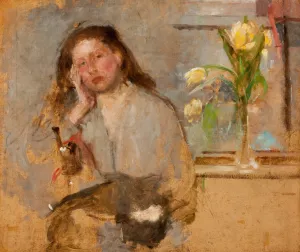 Portrait Sketch of a Young Girl Oil painting by Olga Boznanska