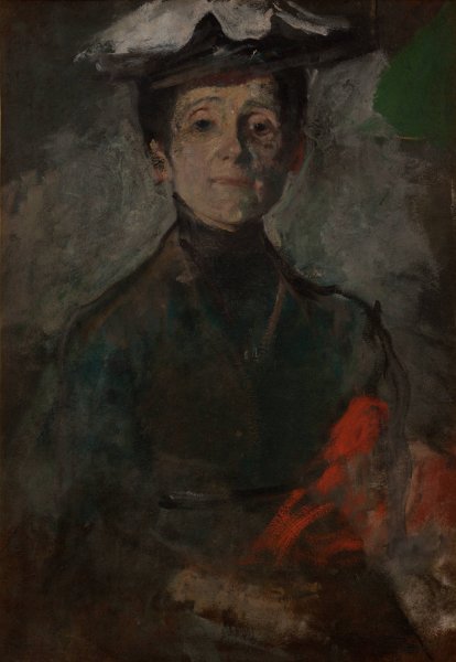 Self-Portrait with Flowers  by Olga Boznanska - Hand-Painted Oil Painting Reproduction