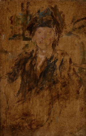 Sketch Portrait of a Woman in a Hat by Olga Boznanska Oil Painting
