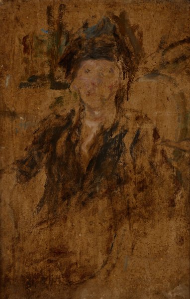 Sketch Portrait of a Woman in a Hat  by Olga Boznanska - Hand-Painted Oil Painting Reproduction