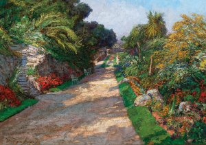 A Gardenpath of the Riviera Palace Hotels bei Monte Carlo by Olga Wisinger-Florian Oil Painting