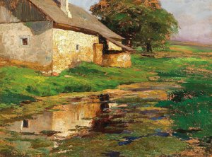 Am Tumpel hinterm Haus by Olga Wisinger-Florian Oil Painting