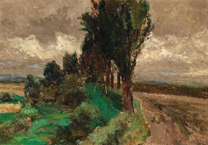 Avenue of Poplars Oil painting by Olga Wisinger-Florian