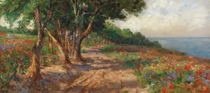 Elm-lined promenade in Euxinograd by Olga Wisinger-Florian Elm-lined promenade in Euxinograd Oil painting by Olga Wisinger-Florian