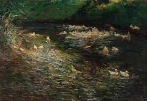 Ententeich Oil painting by Olga Wisinger-Florian