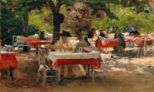 Fruhstuck in Karlsbad by Olga Wisinger-Florian Oil Painting