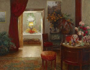 Interieur mit festlich gedecktem Tisch by Olga Wisinger-Florian Oil Painting