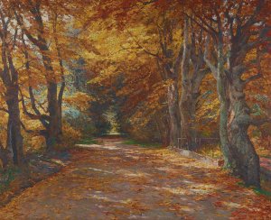 Praterallee im Herbst Herbstliche Allee by Olga Wisinger-Florian Oil Painting