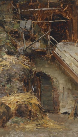 Studie zu einem Stallinterieur by Olga Wisinger-Florian Oil Painting