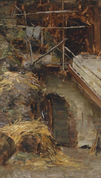 Studie zu einem Stallinterieur by Olga Wisinger-Florian - Hand-Painted Oil Painting Reproduction