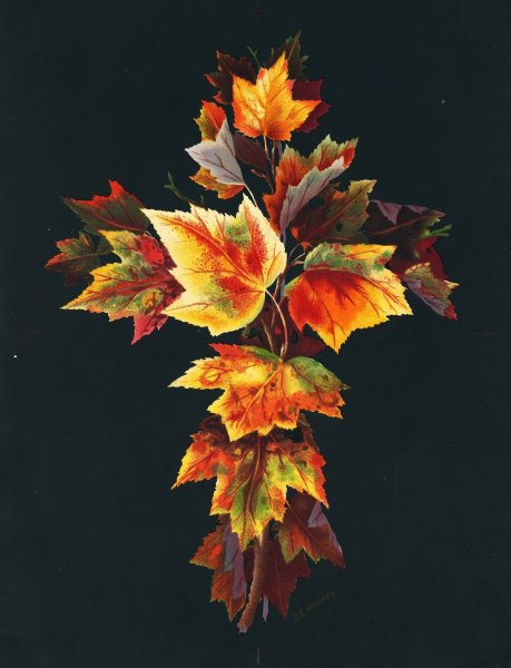 Autumn Leaves  by Olive E Whitney - Hand-Painted Oil Painting Reproduction