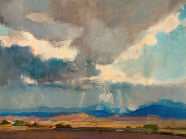 Main Product Photo of Storm over a Western Landscape  Painting by Oliver Dennett Grover