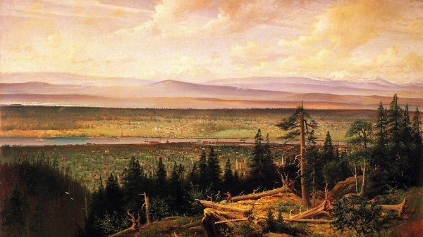 Main Product Photo of View of Portland, Oregon Painting by Olof Grafstrom