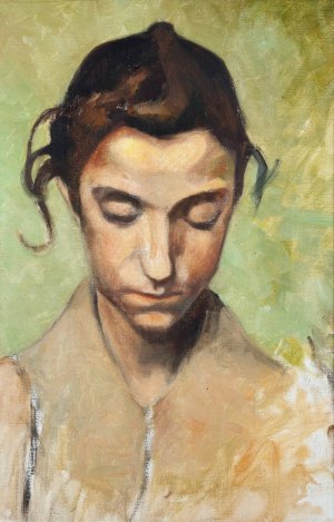 A Girl's Head I by Olof Sager-Nelson Oil Painting