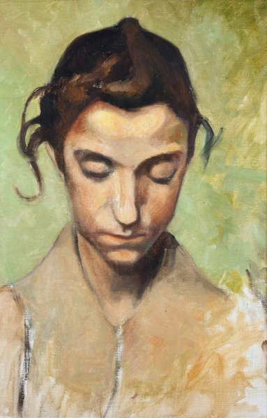 Main Product Photo of A Girl's Head I Painting by Olof Sager-Nelson