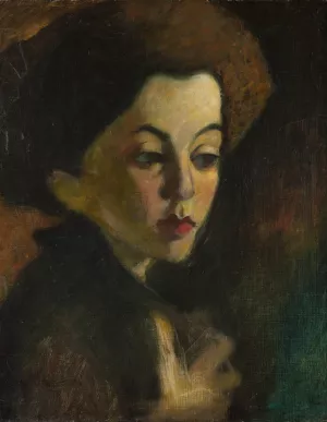 A Girl's Head II by Olof Sager-Nelson Oil Painting