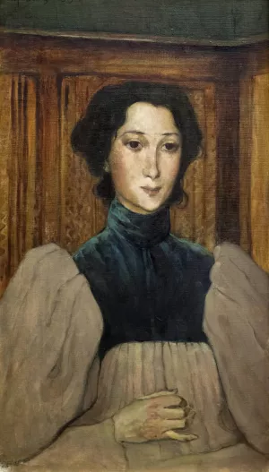 Portrait of Mrs. Jeanne Eriksson nee Tramcourt by Olof Sager-Nelson Oil Painting