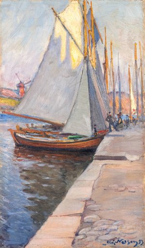 The Harbour at Marstrand by Olof Sager-Nelson Oil Painting