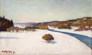 Winter Landscape by Olof Sager-Nelson Oil Painting