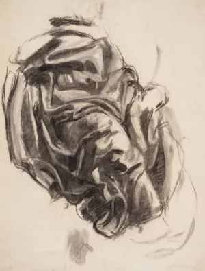 Draperistudie by Oluf Hartmann Oil Painting
