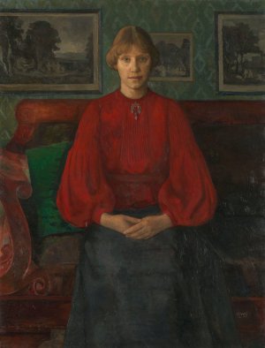 Portrait of the Artist Kris Laache Torne by Oluf Wold-Torne Oil Painting