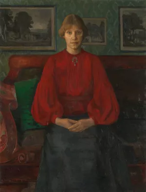 Portrait of the Artist Kris Laache Torne by Oluf Wold-Torne Oil Painting