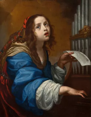 St Cecilia Playing the Organ by Onorio Marinari Oil Painting