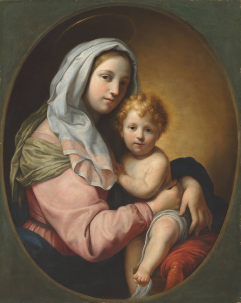 Virgin and Child by Onorio Marinari - Hand-Painted Oil Painting Reproduction