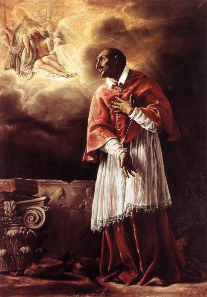 St Carlo Borromeo by Orazio Borgianni - Hand-Painted Oil Painting Reproduction